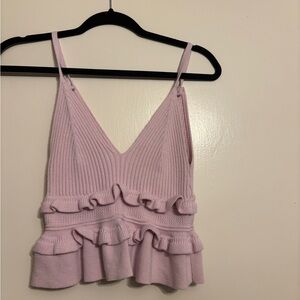BCBGeneration Light Pink Ruffled Crop Top